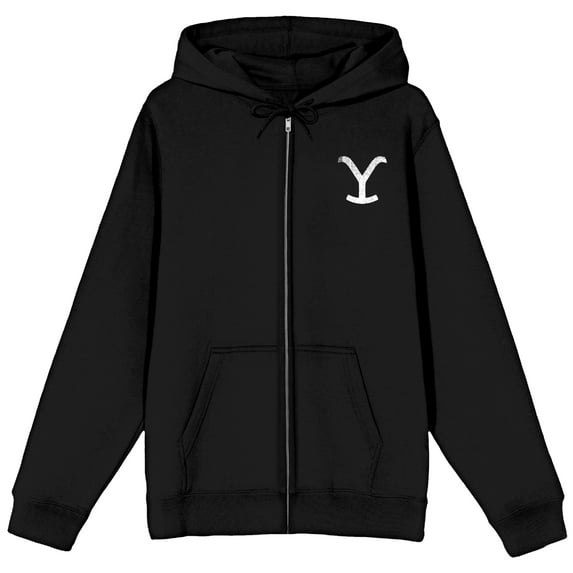 Yellowstone Snake & Quotes Long Sleeve Men's Black Zip-Up Hooded Sweatshirt-Large
