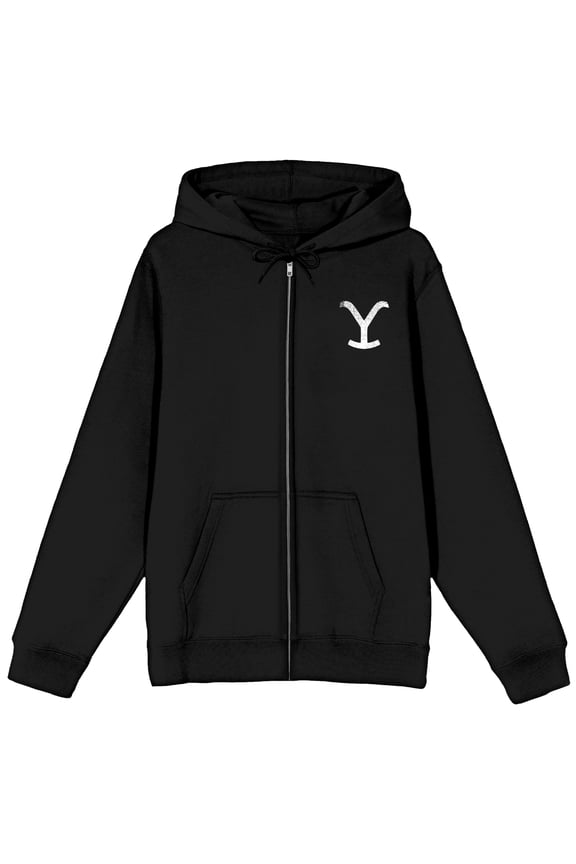 Yellowstone Snake & Quotes Long Sleeve Men's Black Zip-Up Hooded Sweatshirt-XL