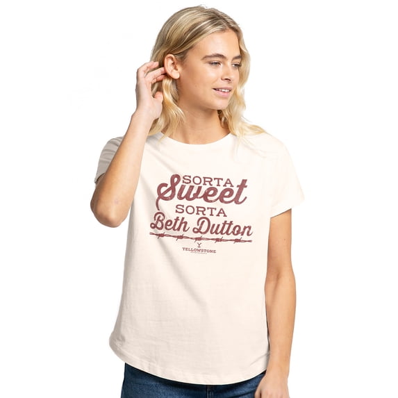 Yellowstone Sorta Sweet Sorta Beth Dutton Women's Graphic T-Shirt Rolled Sleeve Tee