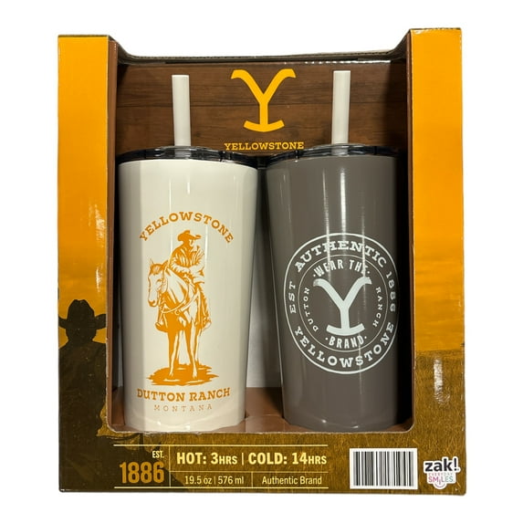 Yellowstone Stainless Steel Vacuum Insulated Tumbler Set with Lid, 19.5oz (White/Grey)