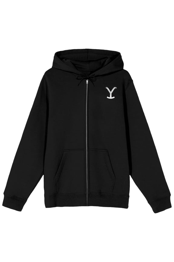 Yellowstone Sticker Art and Logo Adult Black Zip-Up Hoodie-Large