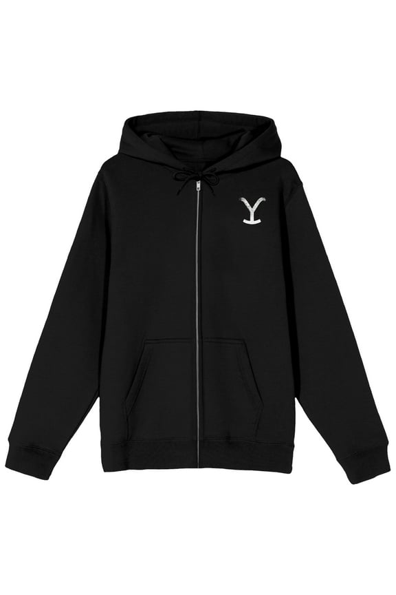 Yellowstone Sticker Art and Logo Adult Black Zip-Up Hoodie-Medium