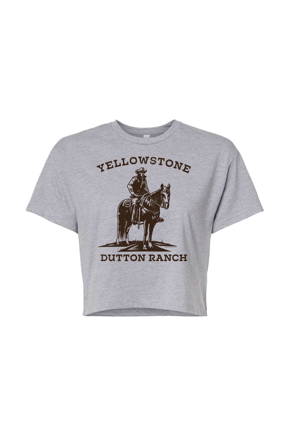 - Stone Dutton Cowboy - Juniors Cropped Cotton Blend T-Shirt