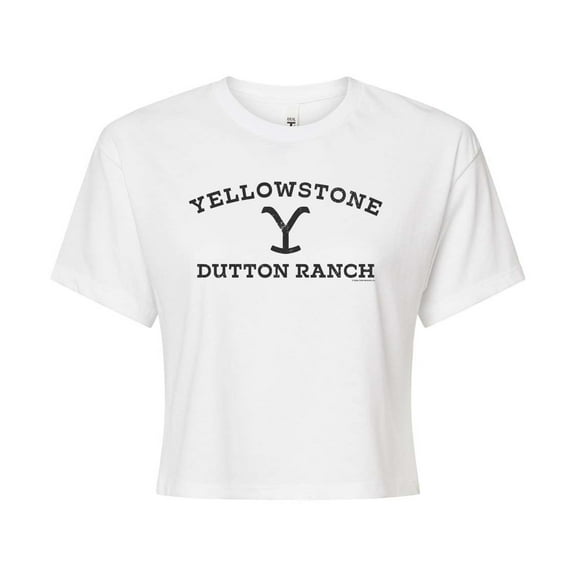Yellowstone  - Stone Wild Signage - Juniors Cropped Cotton Blend T-Shirt