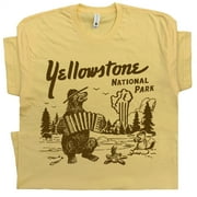 Yellowstone T Shirt Vintage National Park Shirts Retro Cool Bear Camping Wyoming Graphic Souvenir For Men Women Grand Tetons
