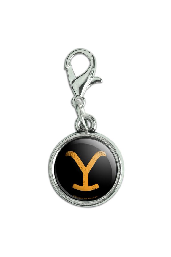 Yellowstone TV Show Brand Antiqued Bracelet Pendant Zipper Pull Charm with Lobster Clasp