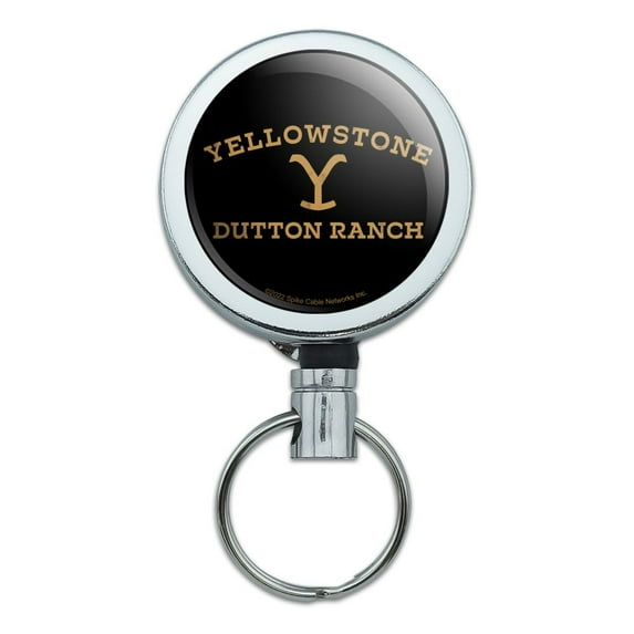 Yellowstone TV Show Dutton Ranch Heavy Duty Metal Retractable Reel ID Badge Key Card Tag Holder with Belt Clip