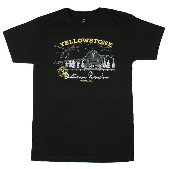 Yellowstone TV Show Men's Helicopter Dutton Ranch Montana T-Shirt