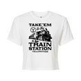 thumbnail image 1 of Yellowstone  - Take Em To The Train Station - Juniors Cropped Cotton Blend T-Shirt, 1 of 6