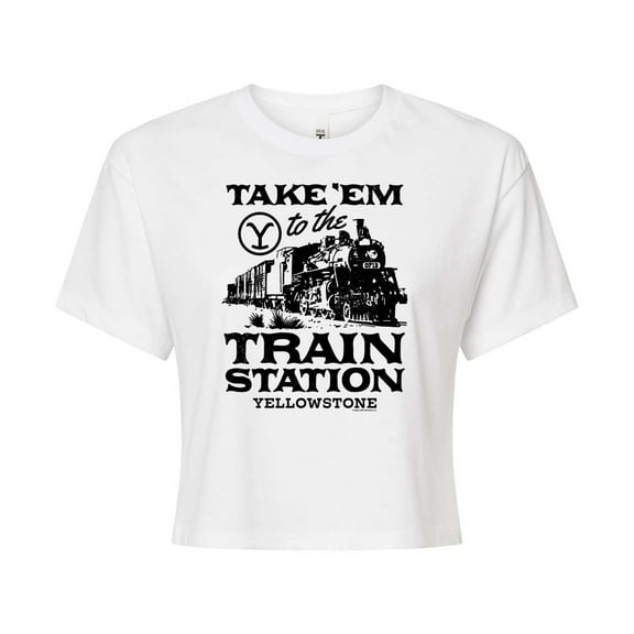 Yellowstone  - Take Em To The Train Station - Juniors Cropped Cotton Blend T-Shirt