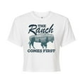 thumbnail image 1 of Yellowstone  - The Ranch Comes First  - Juniors Cropped Cotton Blend T-Shirt, 1 of 6