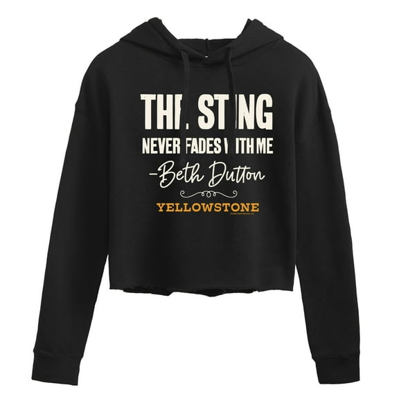 Yellowstone - The Sting Never Fades - Juniors Cropped Pullover Hoodie