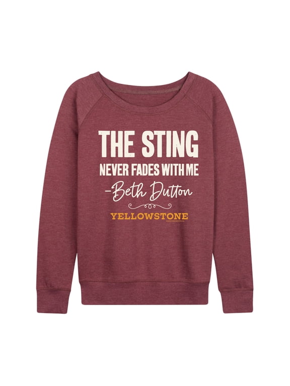 - The Sting Never Fades Women's Lightweight French Terry Wide Neck Long Sleeve Graphic Shirt