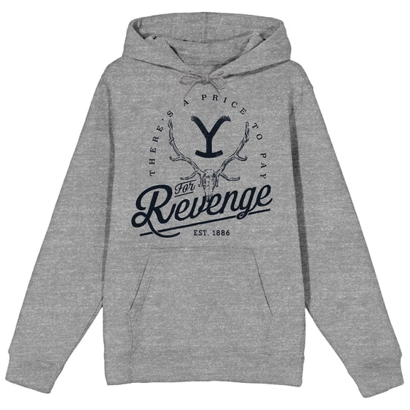 Yellowstone There's A Price To Pay For Revenge Athletic Heather Adult Hooded Sweatshirt-Large