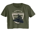 thumbnail image 1 of Yellowstone Train Station Military Green Women's Festival Cali Crop T-Shirt, 1 of 2