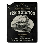 Yellowstone Train Station Silk Touch Sherpa Throw Blanket