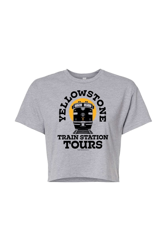 - Train Station Tours - Juniors Cropped Cotton Blend T-Shirt