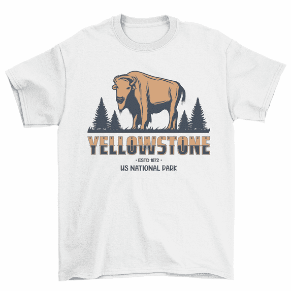 Yellowstone US National Park T-Shirt Bison Buffalo Tee Men Women