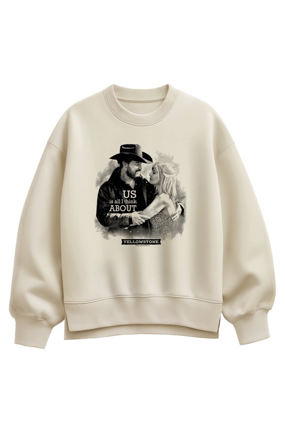- Us Is All Think About Oversized Fleece Crew Sweatshirt