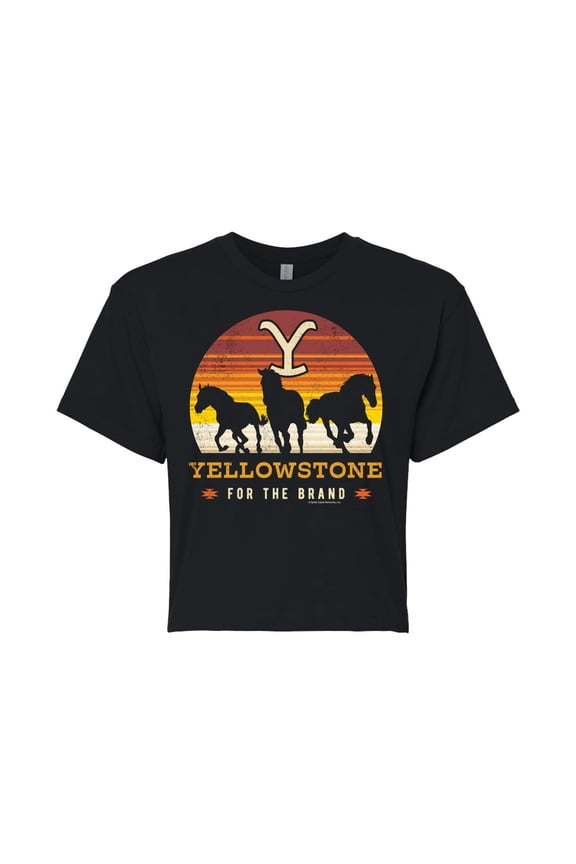 - Wild Horses - Juniors Cropped Cotton Blend T-Shirt