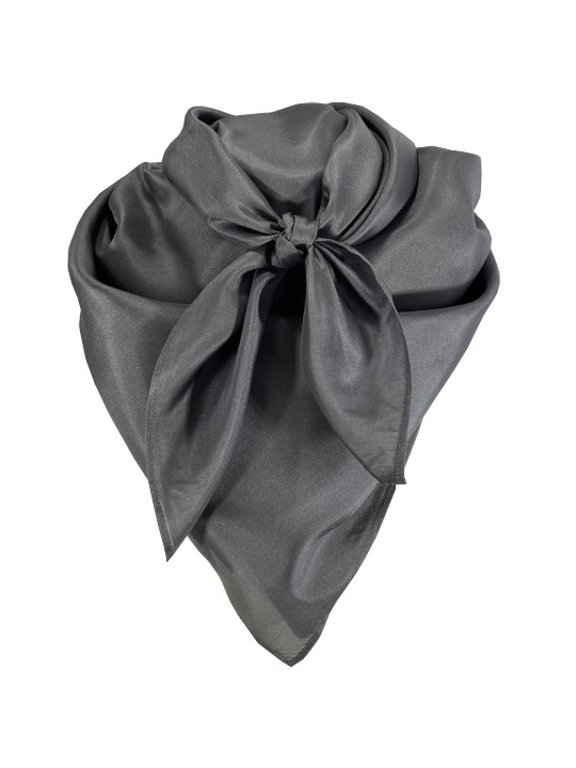 (Brand) 100% silk western scarf/bandana Solid Charcoal