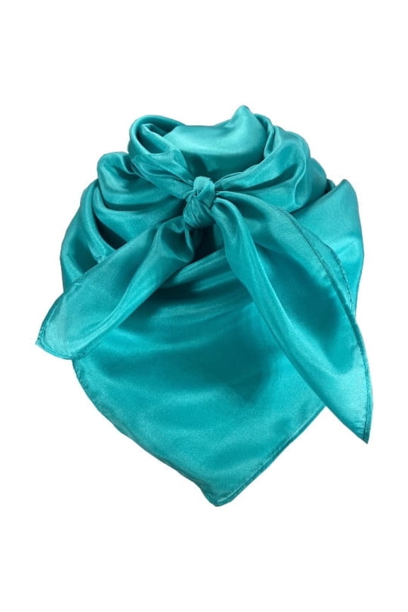(Brand) 100% silk western scarf/bandana Solid Turquoise