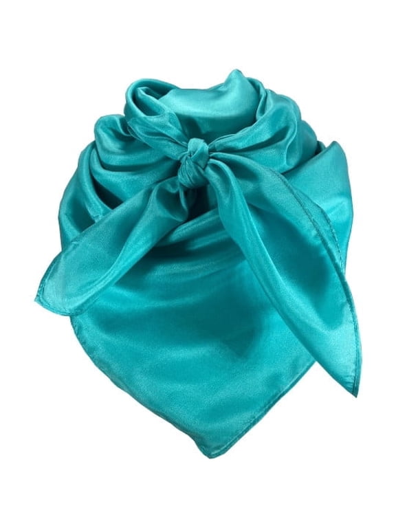 (Brand) 100% silk western scarf/bandana Solid Turquoise
