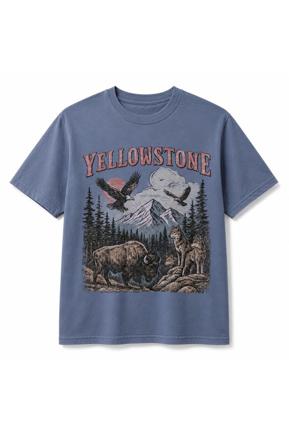 Yellowstone Wildlife Graphic Comfort Colors T-Shirt, Garment-Dyed Unisex Cotton Tee