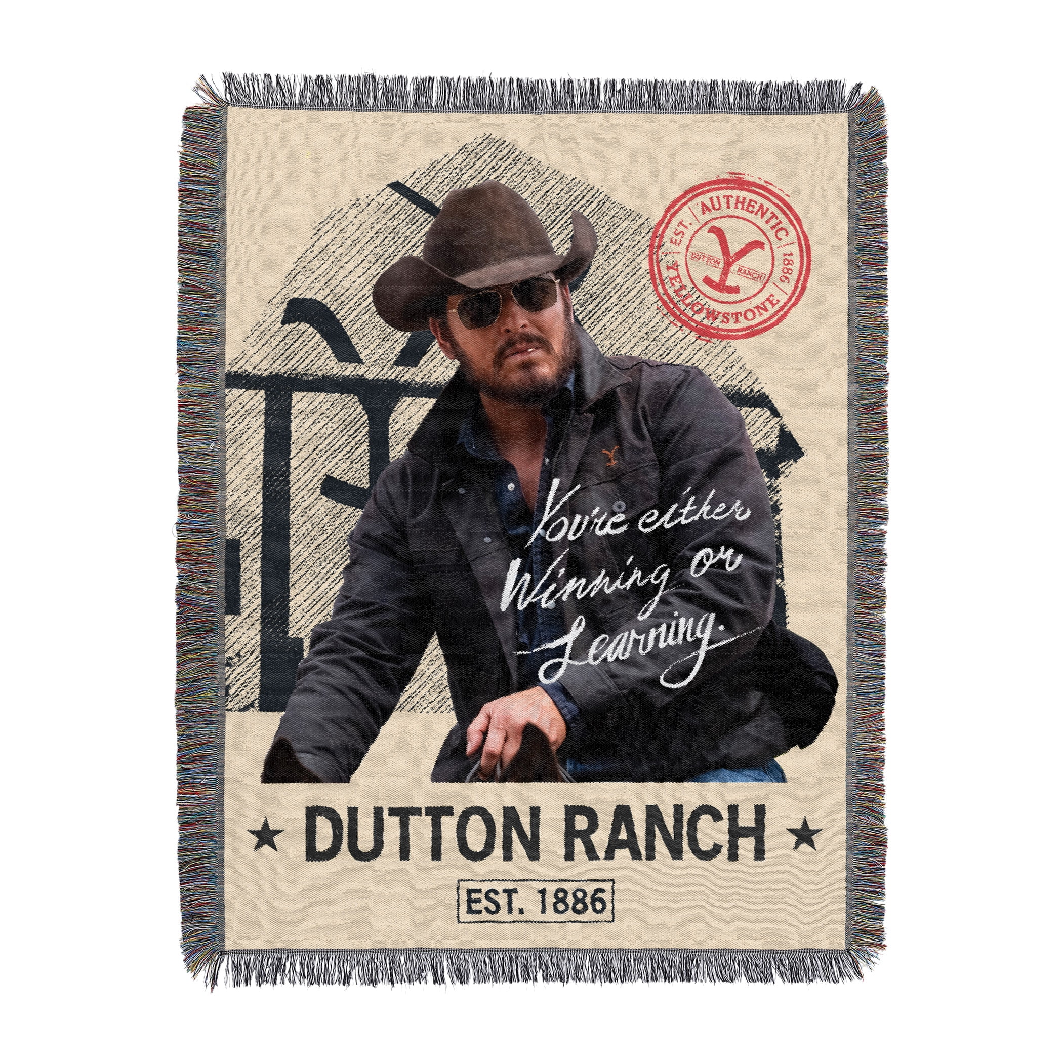 Yellowstone Woven Tapestry Throw Blanket with Fringes