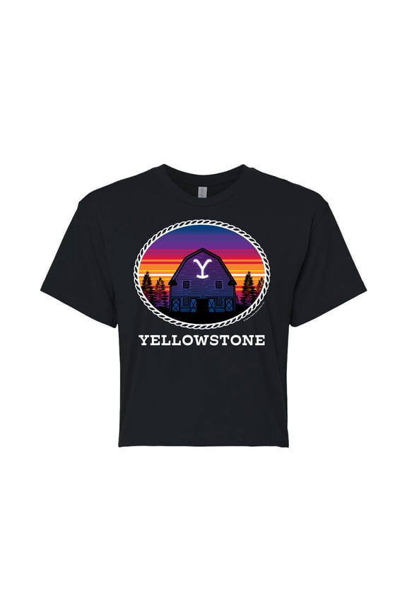 - Y Brand Sunset - Juniors Cropped Cotton Blend T-Shirt