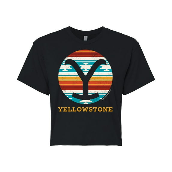 Yellowstone - Y Brand Western Blanket - Juniors Cropped Cotton Blend T-Shirt