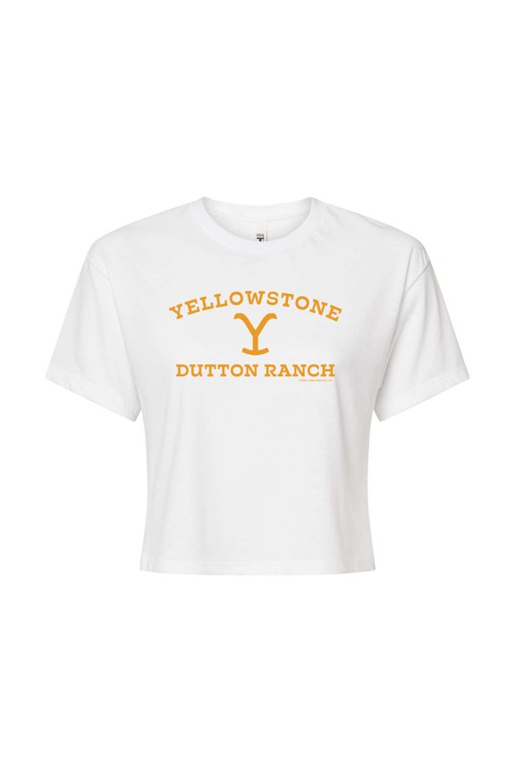 - Y Dutton Ranch Logo - Juniors Cropped Cotton Blend T-Shirt