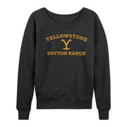Yellowstone - Y Dutton Ranch Logo Womens Lightweight French Terry Wide Neck Long Sleeve Graphic Shirt