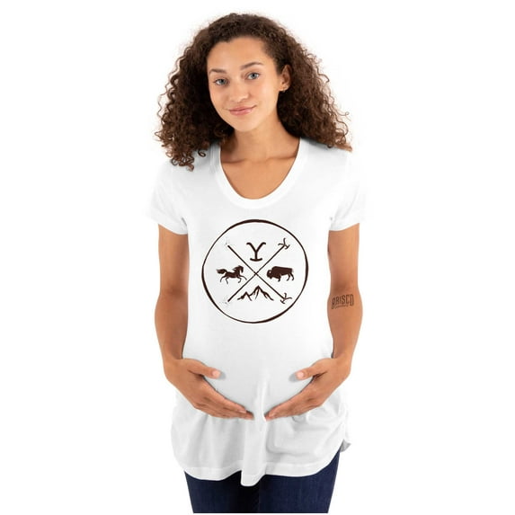 Yellowstone Y Horse Buffalo Mountain Women's Maternity T Shirt Tee Brisco Brands 3X