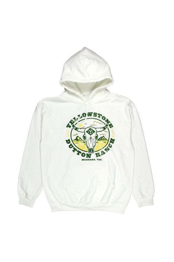 Yellowstone Men's Dutton Ranch Montana Longhorn Skull Pullover Hoodie