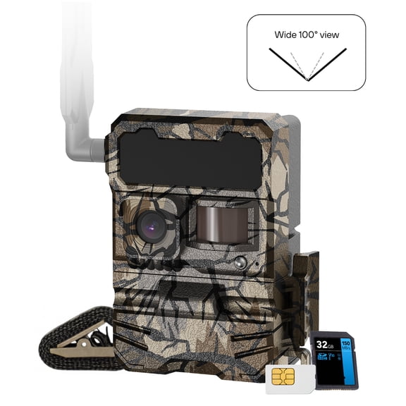 Yellowstone Y2 4G-LTE Wide Lens Cellular Trail Camera with Phone App, 1080p HD Video, 12MP Photos, 100-degrees FOV, IP66 Waterproof Rating, and Durable Body (Camo)