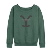 Yellowstone - Yelllowstone Logo Womens Lightweight French Terry Wide Neck Long Sleeve Graphic Shirt