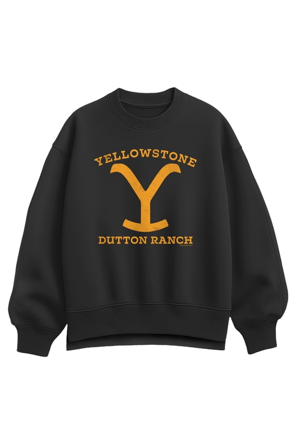 - Yellow Logo Oversized Fleece Crew Sweatshirt