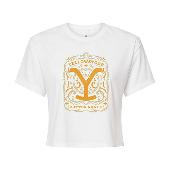Yellowstone - Yellowstone Flourish Design - Juniors Cropped Graphic T-Shirt