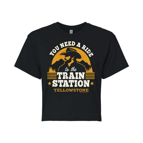 Yellowstone - You Need A Ride To The Train Station - Juniors Cropped Cotton Blend T-Shirt