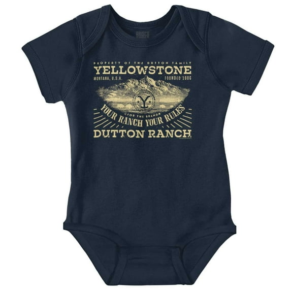 Yellowstone Your Ranch Your Rules Romper Boys or Girls Infant Baby Brisco Brands NB