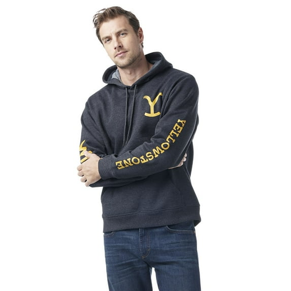 Yellowstone by Wrangler Men's Hoodie- Caviar Heather- XX-Large