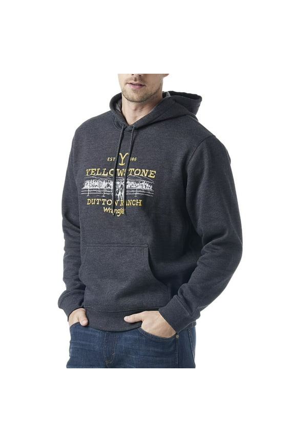 Yellowstone by Wrangler Men's Hoodie- Charcoal Heather- X-Large