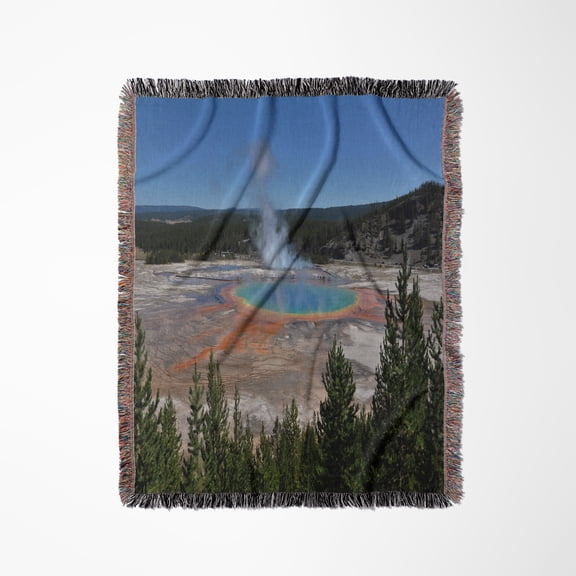 Yellowstones Grand Prismatic From Above , Woven Blanket