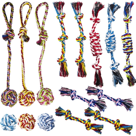 YeloYolker Small Dog Rope Toys, 15 PCs Puppy Rope Toy Set for Small & Mini Breeds 0-20 lbs, Various Tug Toys for Teething, Entertainment & Interaction