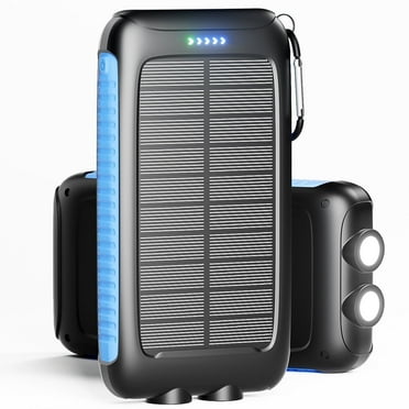 Yelomin 49800mAh Solar Power Bank Portable Charger with Dual 5V USB Ports,2 LED Light Flashlight,Waterproof Battery Pack for iPhone,Android,Suitable for Outdoor Camping Hiking Travel(Blue)