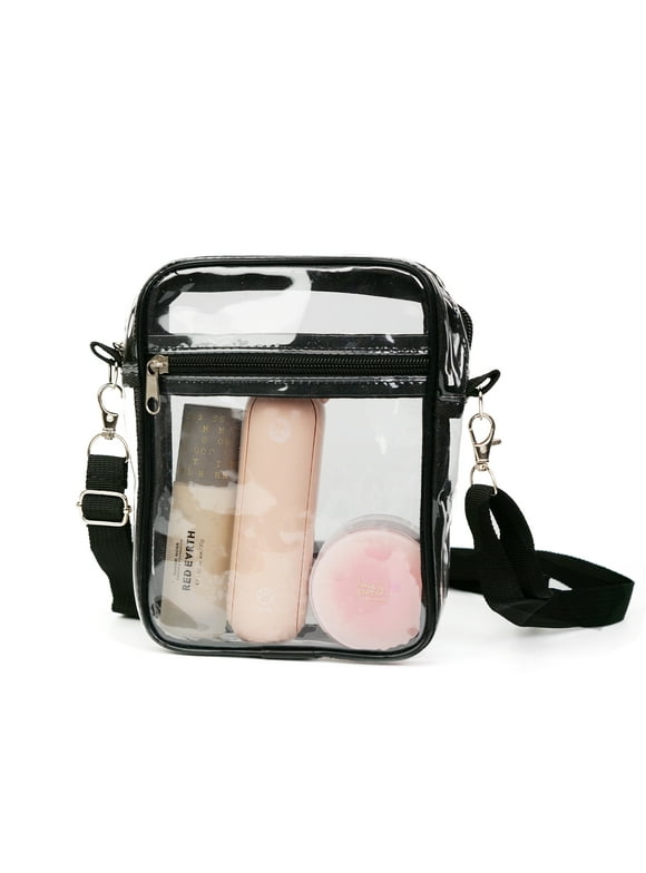 Yelomin Clear Crossbody Handbag, Perfect for Stadiums & Concerts, Black