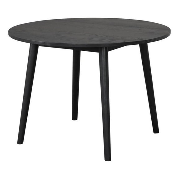 Yely Round Dining Table-Shaker-Style Legs-Black Rubberwood-42 Inch