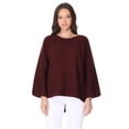 thumbnail image 1 of Yemak Women's Boat Neck Bell Sleeve Vented Hem Pullover Sweater MK8200-BUR-S-BD, 1 of 4