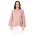 thumbnail image 1 of Yemak Women's Boat Neck Bell Sleeve Vented Hem Pullover Sweater MK8200-MAV-M-BD, 1 of 4